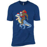 Bigfoot Riding Dinosaurus T-Shirt Funny Bigfoot Santa - Premium Short Sleeve T-Shirt