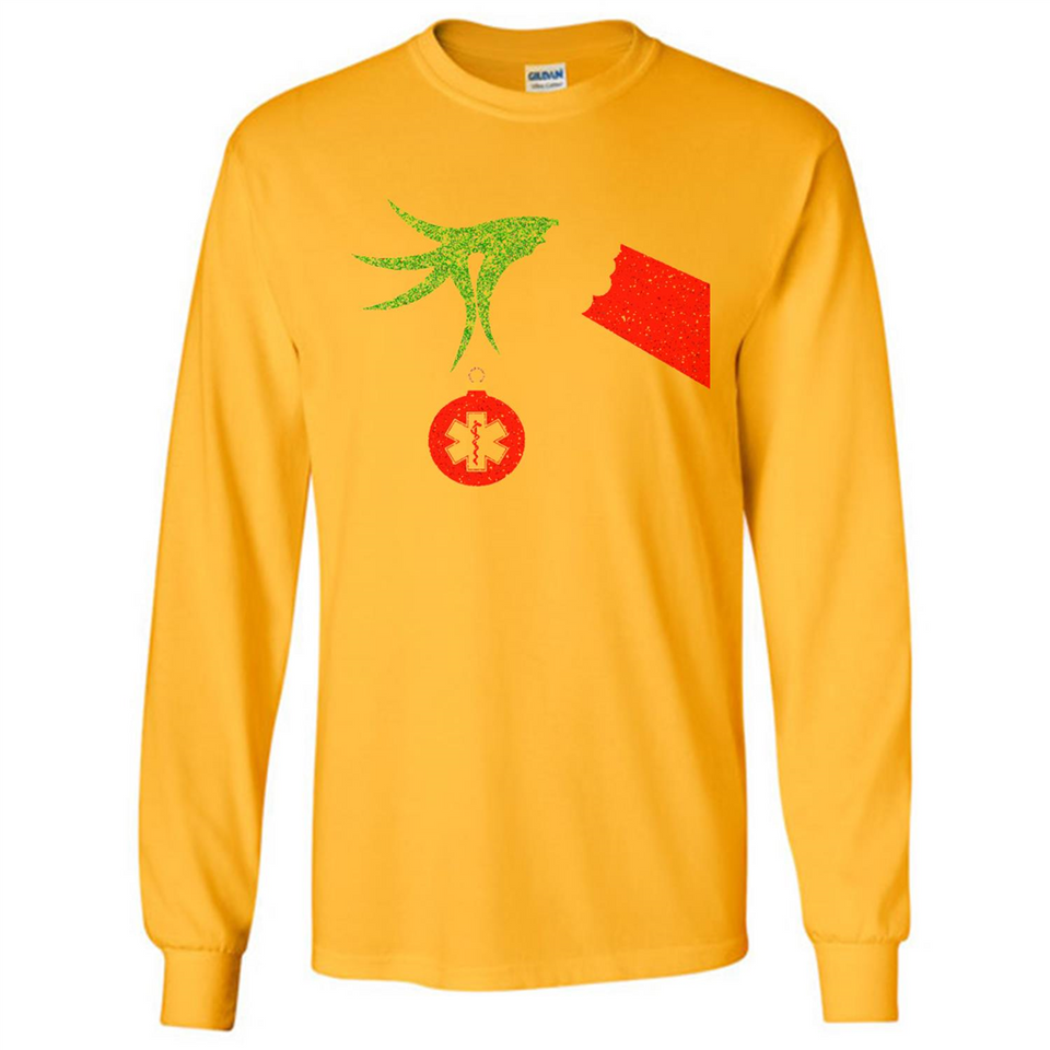 Funny Grinch Hand holding Doctor ornament Christmas Sporty T-Shirt - Long Sleeve T-Shirt