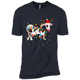 Christmas Lights Cow Wearing Santa Hat Funny Xmas Sweatshirt - Premium Short Sleeve T-Shirt