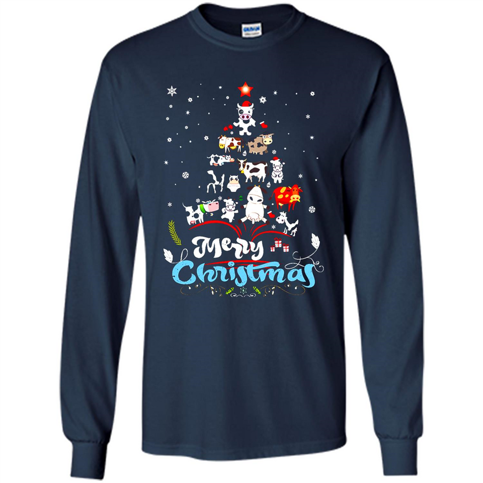 Christmas Ugly Sweater Animal Tree Pine Merry Christmas - Long Sleeve T-Shirt