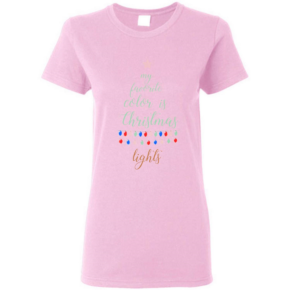 My Favorite Color is Christmas Lights Xmas Sporty T-Shirt - Ladies Short-Sleeve