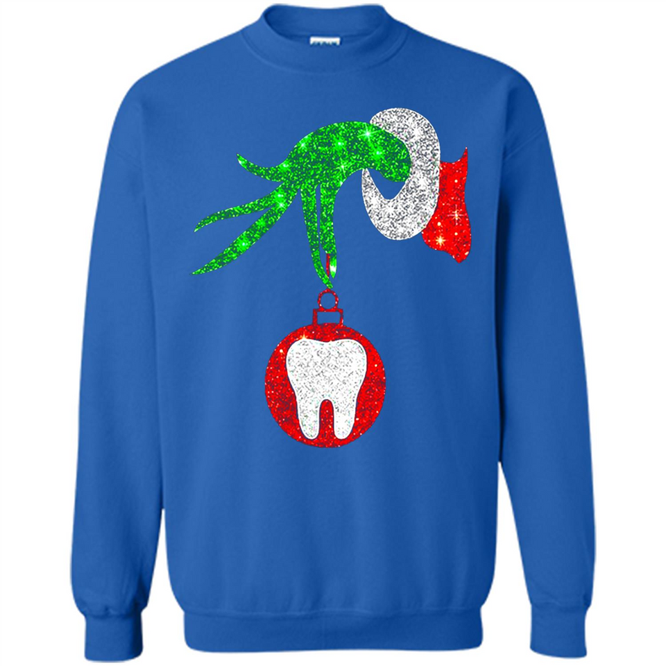 Christmas Nurse Grinch hand holding clinic dental ornament - Sweatshirt