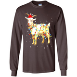 Christmas Lights Goat Wearing Santa Hat Funny Xmas - Long Sleeve T-Shirt