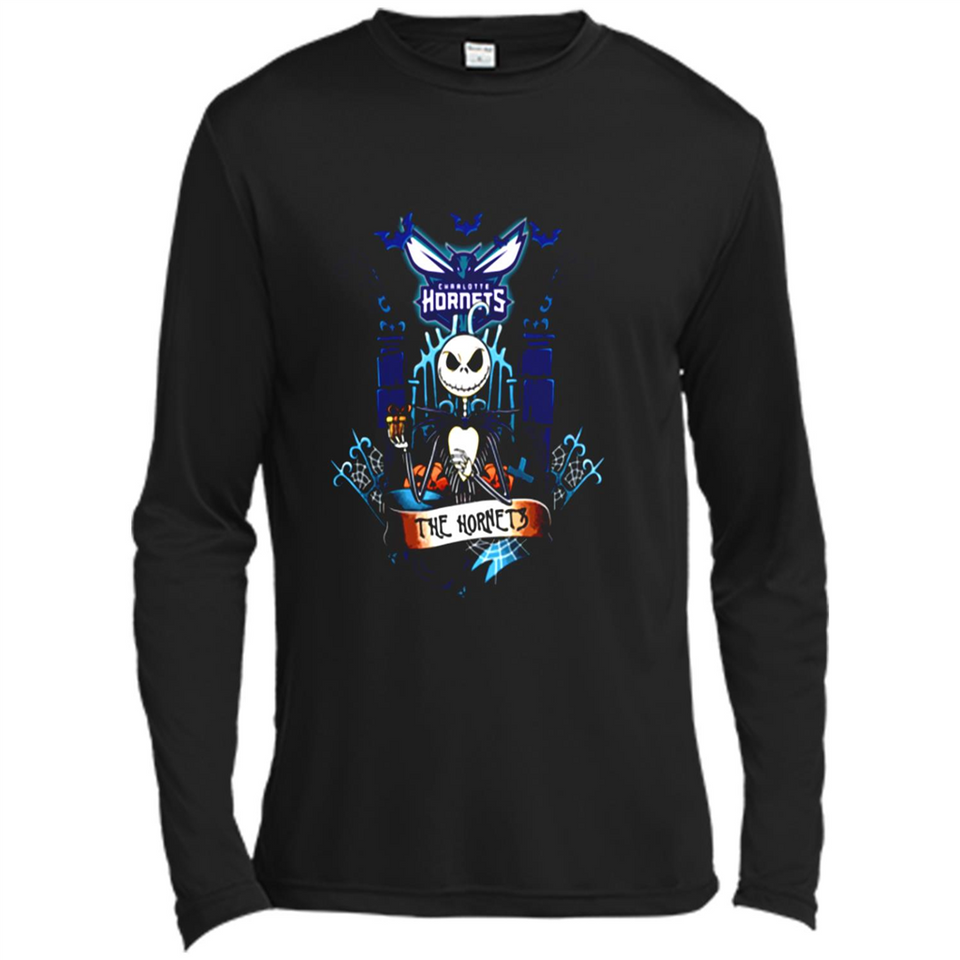 Charlotte Hornets Halloween The Nightmare Before Christmas - Canvas Long Sleeve T-Shirt